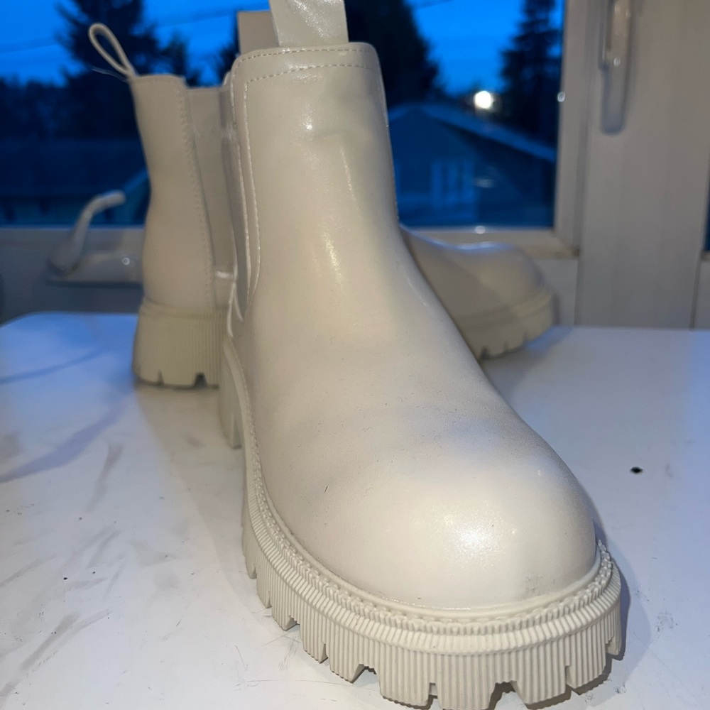 Super cute light tan platform boots!